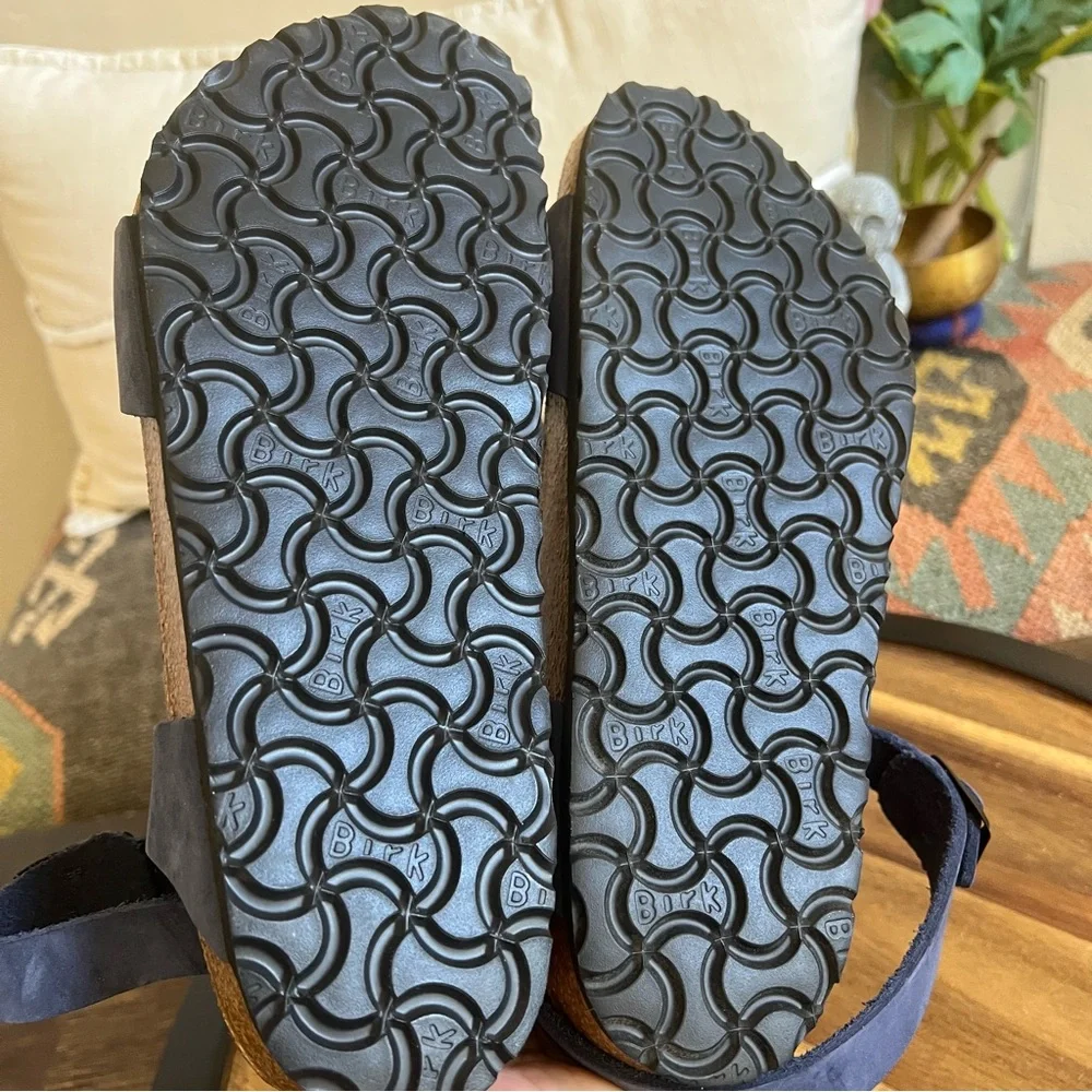 Birkenstock Unisex Blue Leather Double Ankle Strap Comfort Shoes 39 M6 L8 - Picture 8 of 8